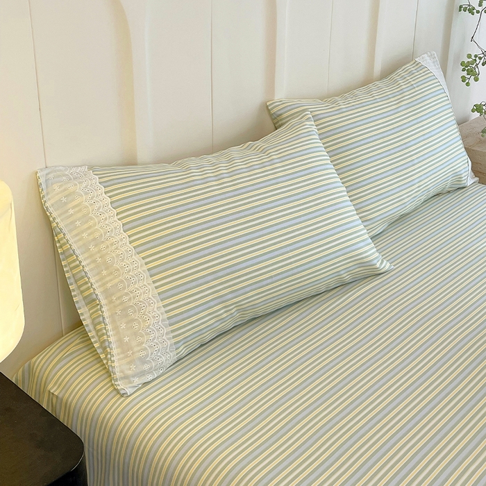 91家纺网 家纺一手货源 找家纺 春皖家纺 2025春夏新款老粗布花边款单枕套 枕套单件 花边-琴南