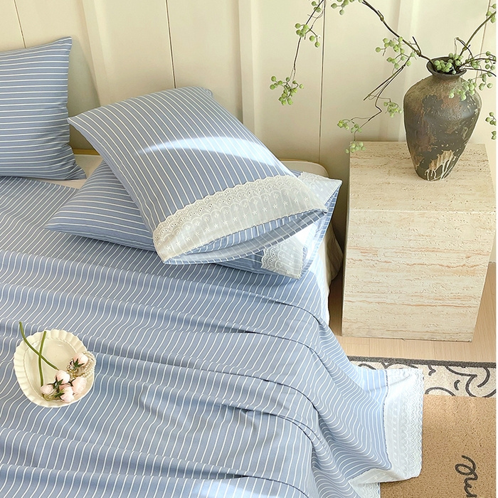 91家纺网 家纺一手货源 找家纺 春皖家纺 2025春夏新款老粗布花边款单枕套 枕套单件 花边-细川聚