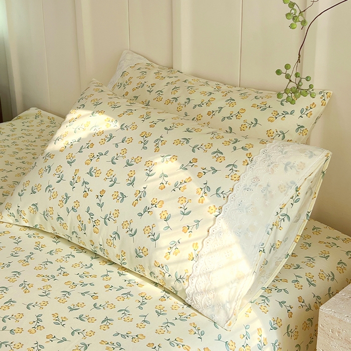 91家纺网 家纺一手货源 找家纺 春皖家纺 2025春夏新款老粗布花边款单枕套 枕套单件 花边-伊兰