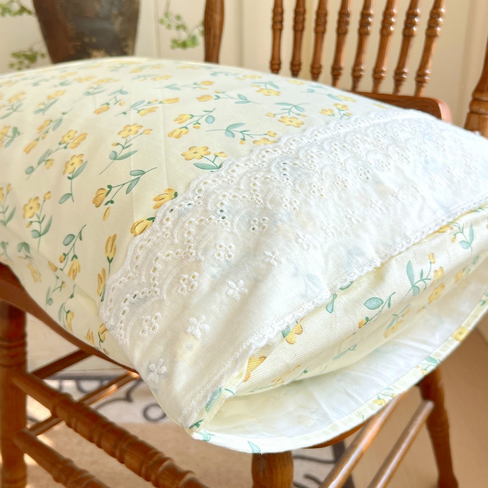 91家纺网 家纺一手货源 找家纺 春皖家纺 2025春夏新款老粗布花边款单枕套 枕套单件 花边-伊兰