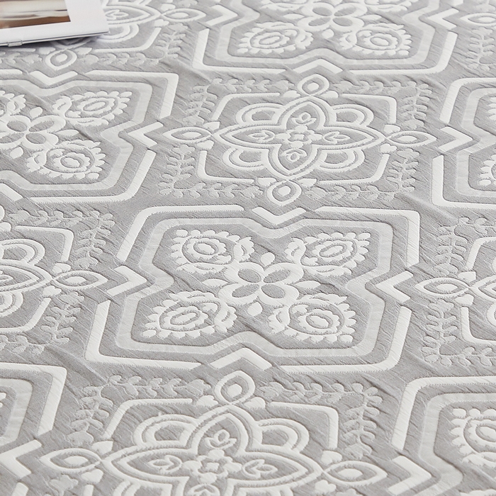 91家纺网 家纺一手货源 找家纺 梦镜家纺 2025新款A类针织双层纱床笠 花韵-淡雅灰