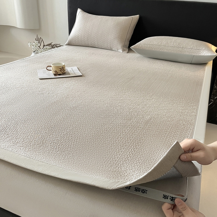 91家纺网 家纺一手货源 找家纺 雅居纺家纺 2025春夏新款提花星空凉感席凉席席子 星空-卡其 床席款