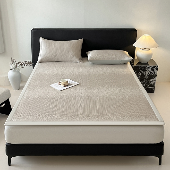 91家纺网 家纺一手货源 找家纺 雅居纺家纺 2025春夏新款提花星空凉感席凉席席子 星空-卡其 床席款