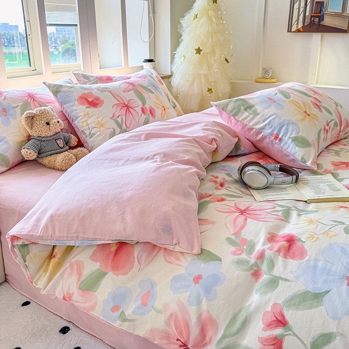 91家纺网 家纺一手货源 找家纺 芊寻家居 2025新款13372全棉印花系列单枕套 朵琦