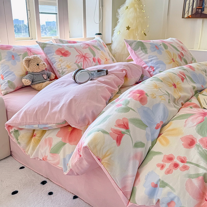 91家纺网 家纺一手货源 找家纺 芊寻家居 2025新款13372全棉印花系列单枕套 朵琦