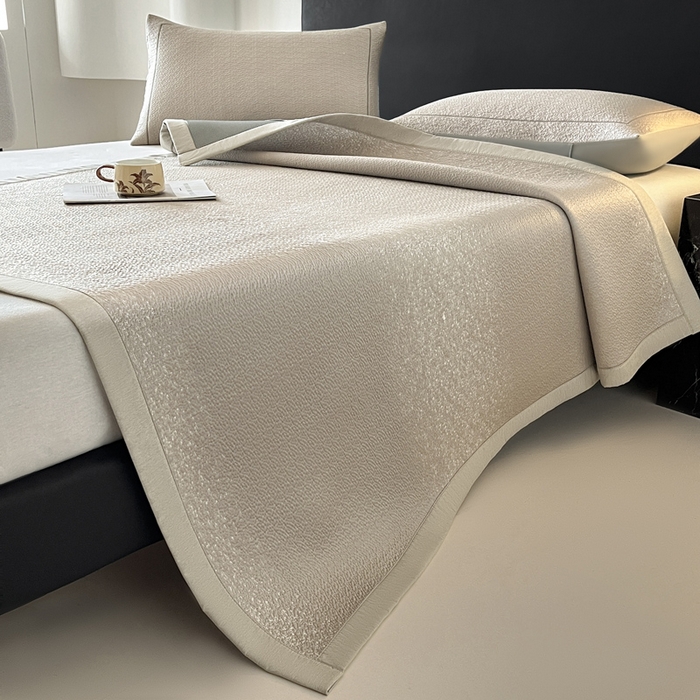 91家纺网 家纺一手货源 找家纺 雅居纺家纺 2025春夏新款提花星空凉感席凉席席子 星空-卡其 床席款