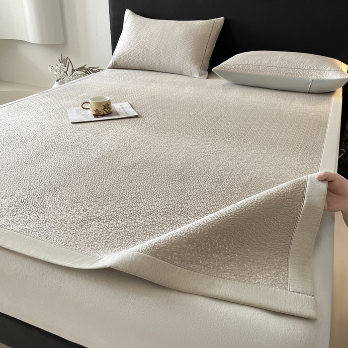 91家纺网 家纺一手货源 找家纺 雅居纺家纺 2025春夏新款提花星空凉感席凉席席子 星空-卡其 床席款