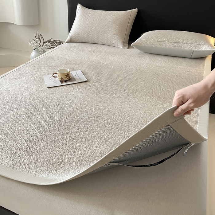 91家纺网 家纺一手货源 找家纺 雅居纺家纺 2025春夏新款提花星空凉感席凉席席子 星空-卡其 床席款