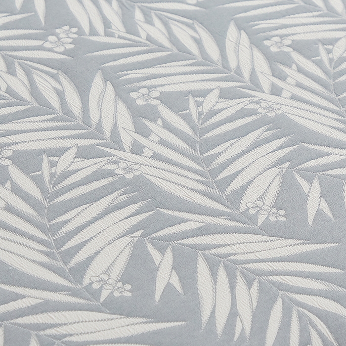 91家纺网 家纺一手货源 找家纺 梦镜家纺 2025新款A类针织双层纱床笠 细叶-浅蓝灰