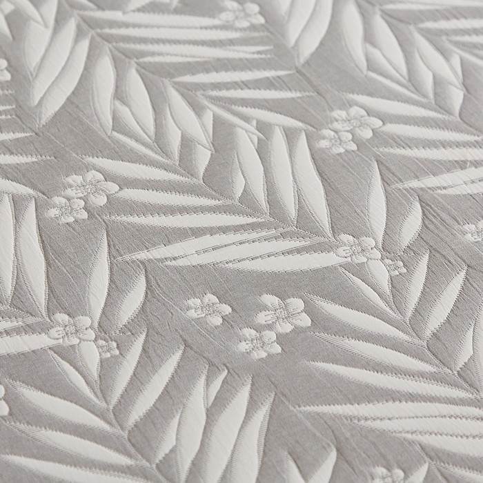 91家纺网 家纺一手货源 找家纺 梦镜家纺 2025新款A类针织双层纱床笠 细叶-雅致灰