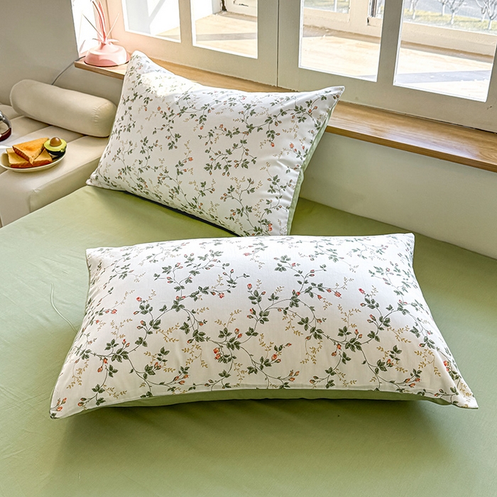 芊寻家居 2025新款13372全棉印花系列单枕套 兰黛 绿