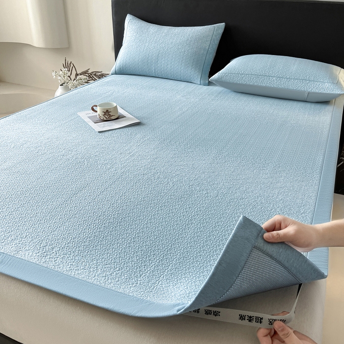 91家纺网 家纺一手货源 找家纺 雅居纺家纺 2025春夏新款提花星空凉感席凉席席子 星空-蓝 床席款