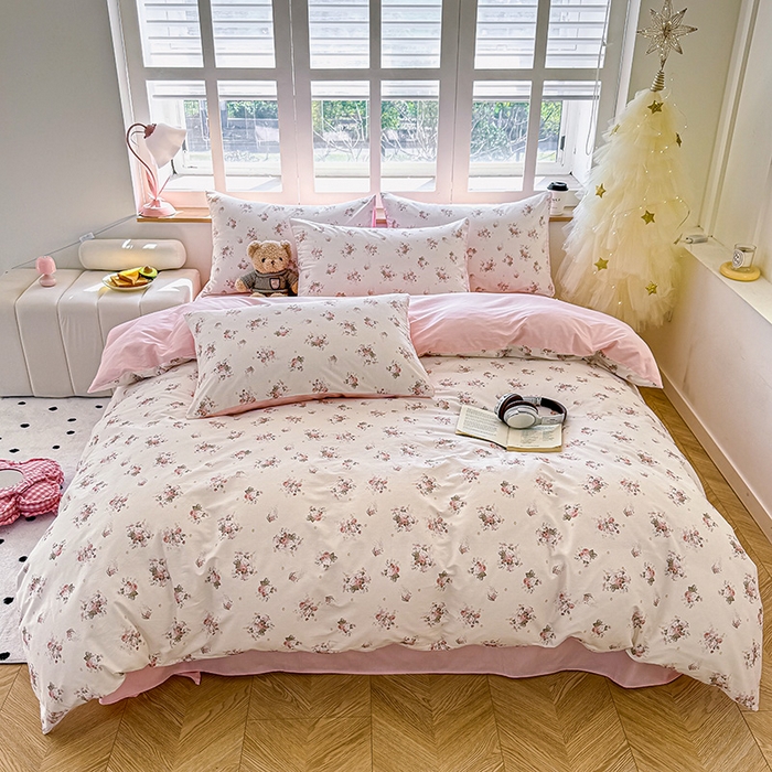 91家纺网 家纺一手货源 找家纺 芊寻家居 2025新款13372全棉印花系列单枕套 玫瑰情缘 粉