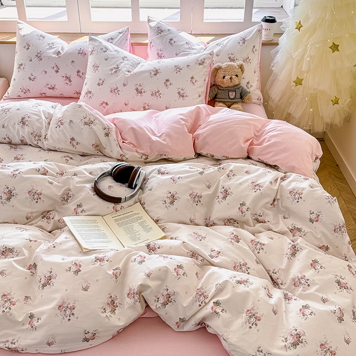 91家纺网 家纺一手货源 找家纺 芊寻家居 2025新款13372全棉印花系列单枕套 玫瑰情缘 粉