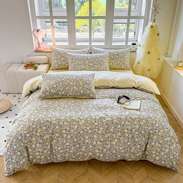 91家纺网 家纺一手货源 找家纺 芊寻家居 2025新款13372全棉印花系列单枕套 暮云 灰