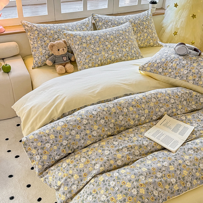 91家纺网 家纺一手货源 找家纺 芊寻家居 2025新款13372全棉印花系列单枕套 暮云 灰