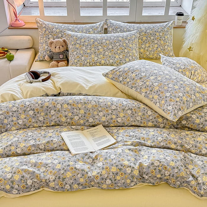 91家纺网 家纺一手货源 找家纺 芊寻家居 2025新款13372全棉印花系列单枕套 暮云 灰