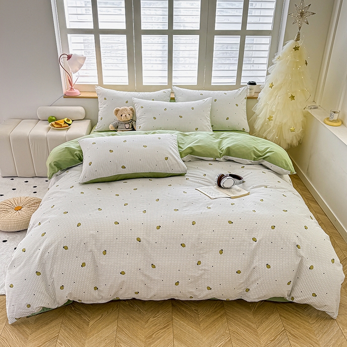 91家纺网 家纺一手货源 找家纺 芊寻家居 2025新款13372全棉印花系列单枕套 青柠