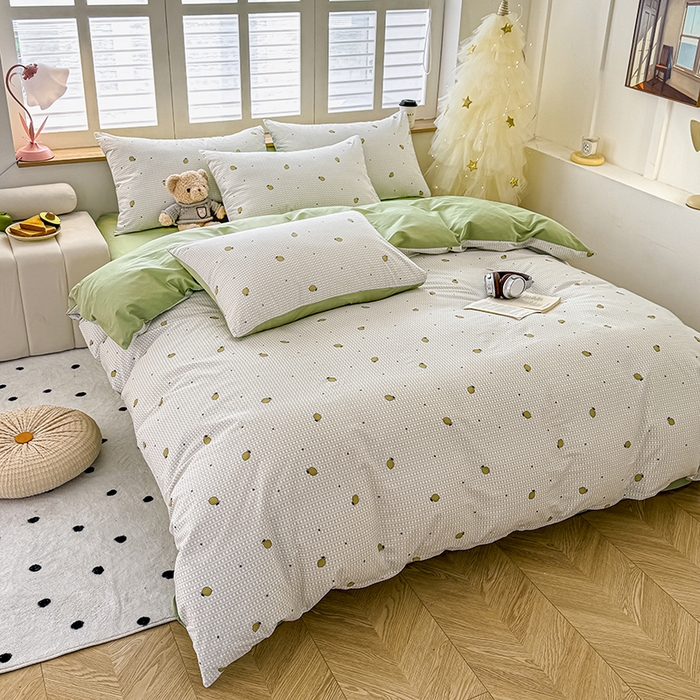 91家纺网 家纺一手货源 找家纺 芊寻家居 2025新款13372全棉印花系列单枕套 青柠