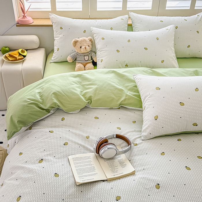 91家纺网 家纺一手货源 找家纺 芊寻家居 2025新款13372全棉印花系列单枕套 青柠