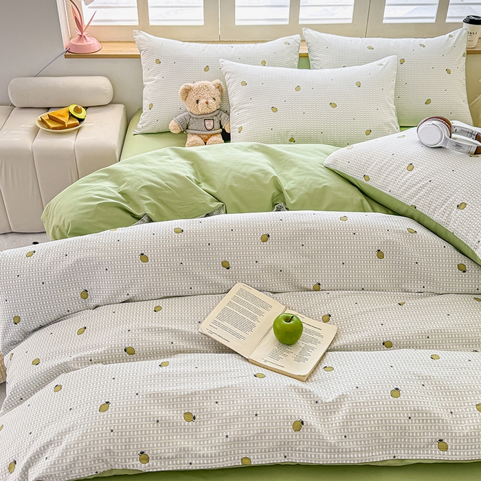 91家纺网 家纺一手货源 找家纺 芊寻家居 2025新款13372全棉印花系列单枕套 青柠