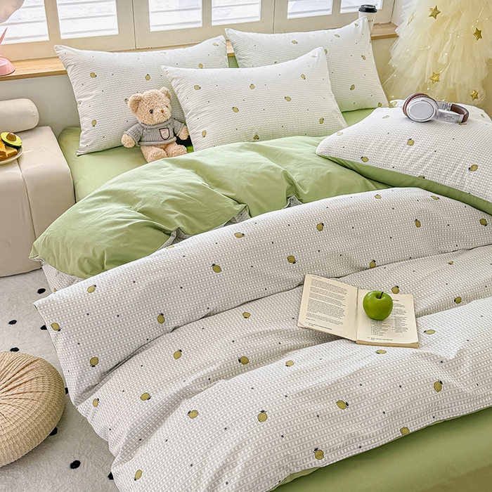 91家纺网 家纺一手货源 找家纺 芊寻家居 2025新款13372全棉印花系列单枕套 青柠