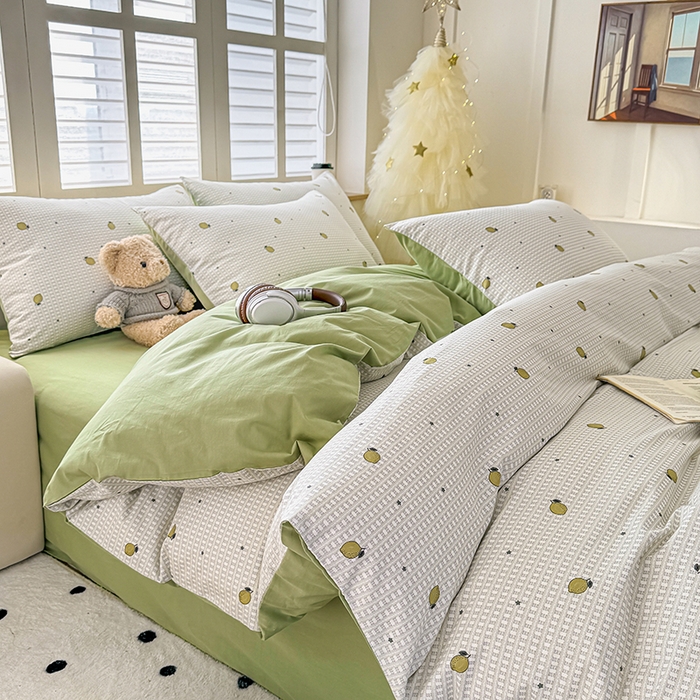 91家纺网 家纺一手货源 找家纺 芊寻家居 2025新款13372全棉印花系列单枕套 青柠