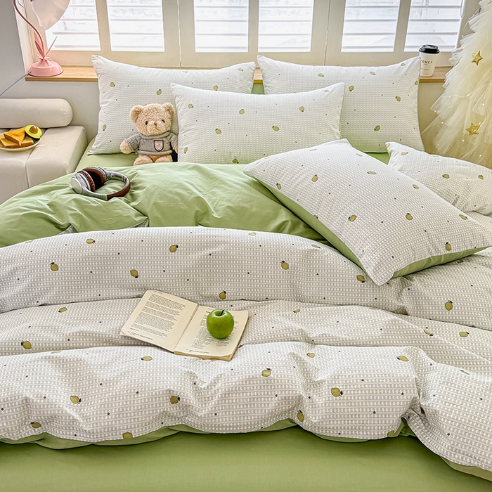 91家纺网 家纺一手货源 找家纺 芊寻家居 2025新款13372全棉印花系列单枕套 青柠