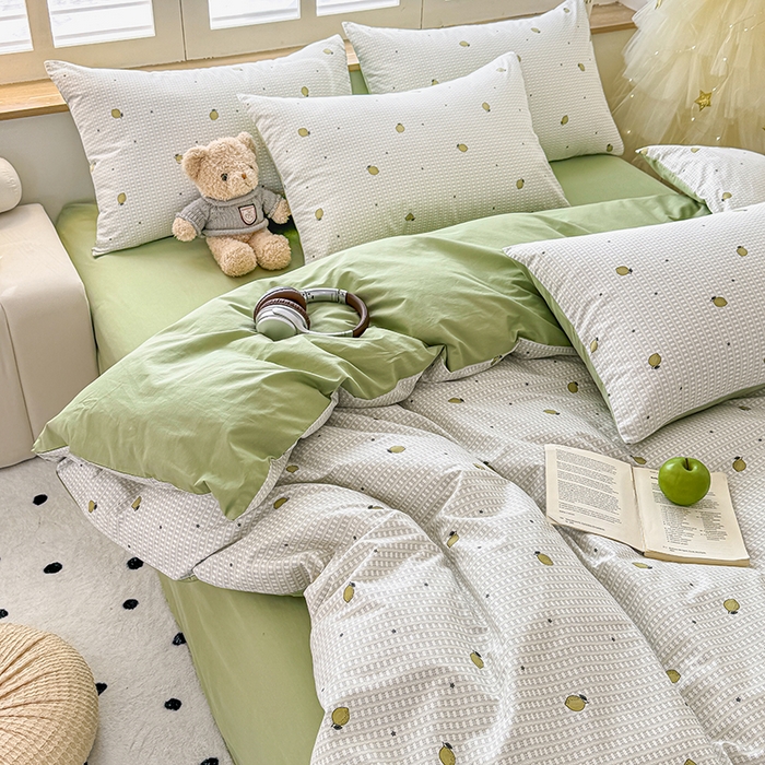 91家纺网 家纺一手货源 找家纺 芊寻家居 2025新款13372全棉印花系列单枕套 青柠