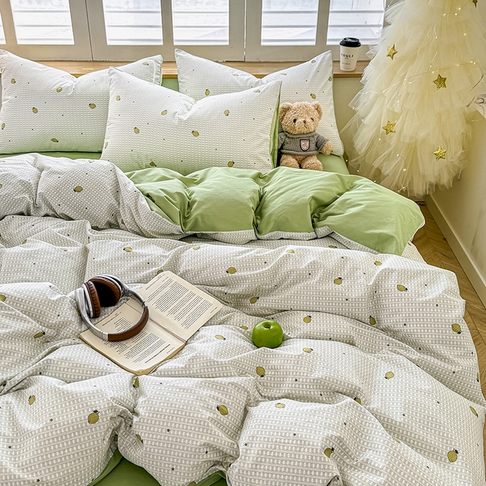 91家纺网 家纺一手货源 找家纺 芊寻家居 2025新款13372全棉印花系列单枕套 青柠