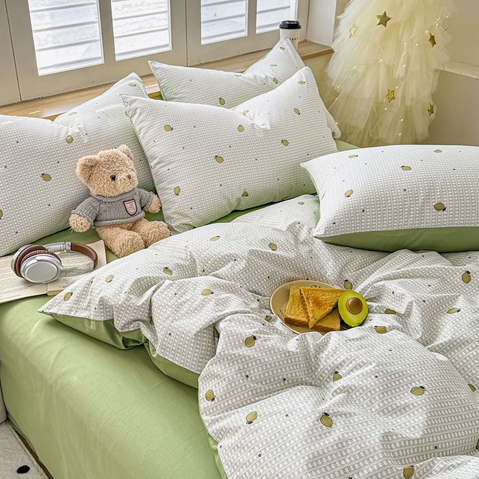 91家纺网 家纺一手货源 找家纺 芊寻家居 2025新款13372全棉印花系列单枕套 青柠