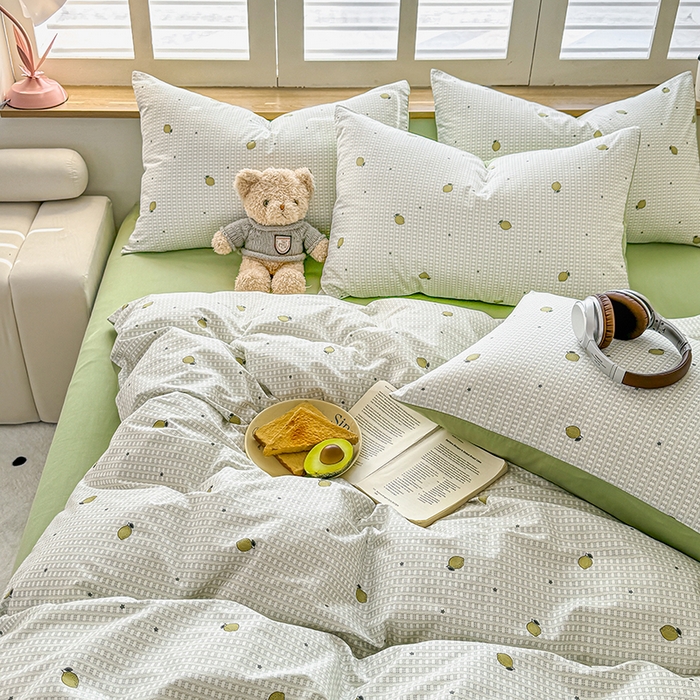 91家纺网 家纺一手货源 找家纺 芊寻家居 2025新款13372全棉印花系列单枕套 青柠