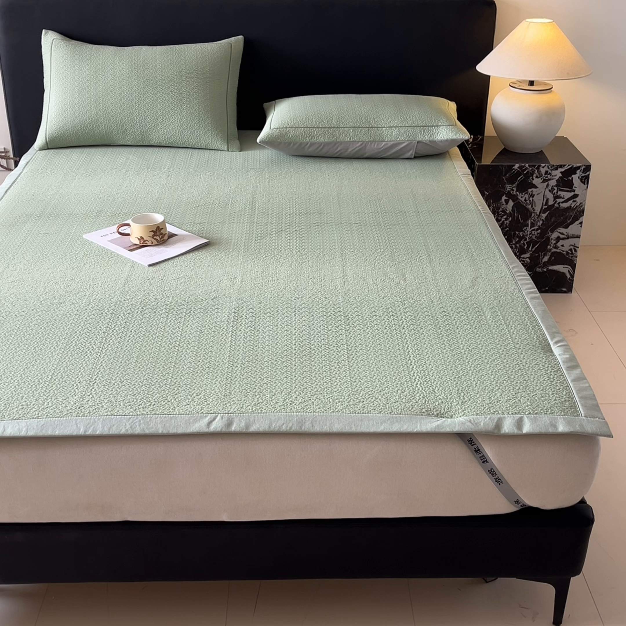 91家纺网 家纺一手货源 找家纺 雅居纺家纺 2025春夏新款提花星空凉感席凉席席子 星空-绿 床席款