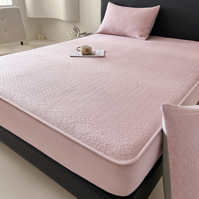 91家纺网 家纺一手货源 找家纺 雅居纺家纺 2025春夏新款提花星空凉感席凉席席子 星空-粉 床笠款