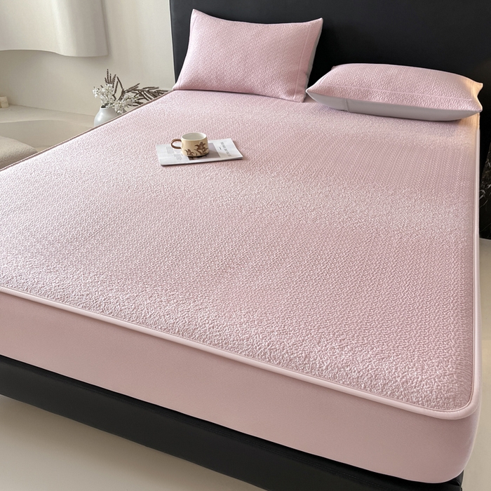 91家纺网 家纺一手货源 找家纺 雅居纺家纺 2025春夏新款提花星空凉感席凉席席子 星空-粉 床笠款