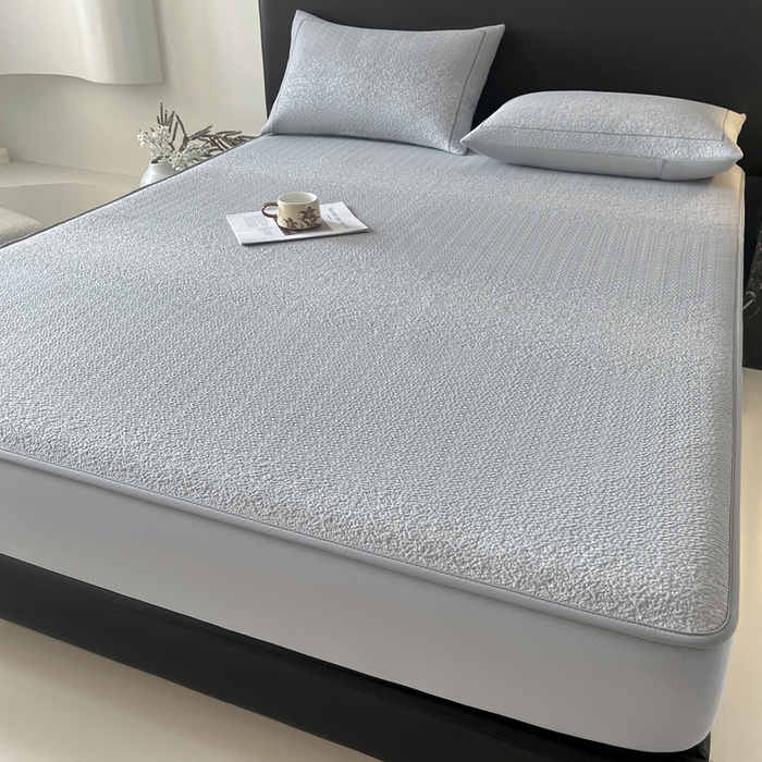 91家纺网 家纺一手货源 找家纺 雅居纺家纺 2025春夏新款提花星空凉感席凉席席子 星空-灰 床笠款