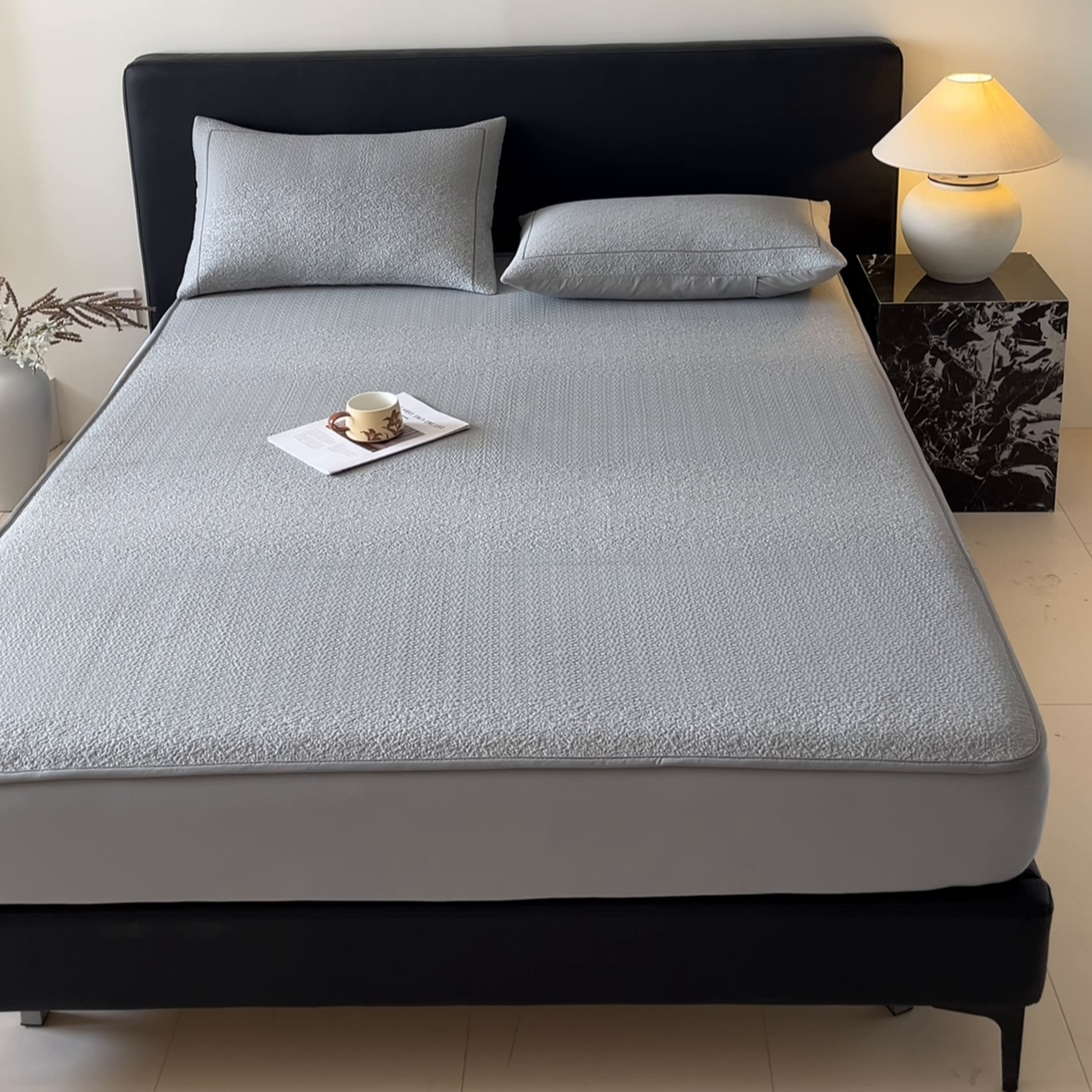 91家纺网 家纺一手货源 找家纺 雅居纺家纺 2025春夏新款提花星空凉感席凉席席子 星空-灰 床笠款