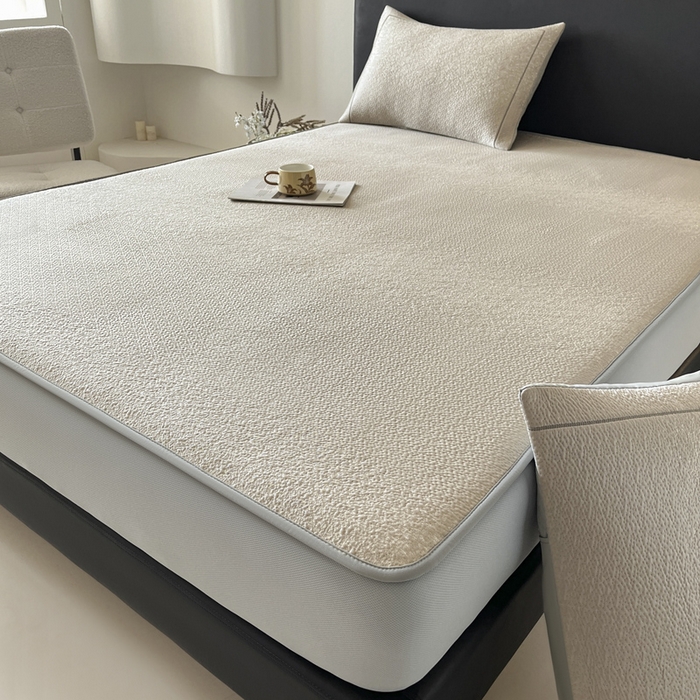 91家纺网 家纺一手货源 找家纺 雅居纺家纺 2025春夏新款提花星空凉感席凉席席子 星空-卡其 床笠款