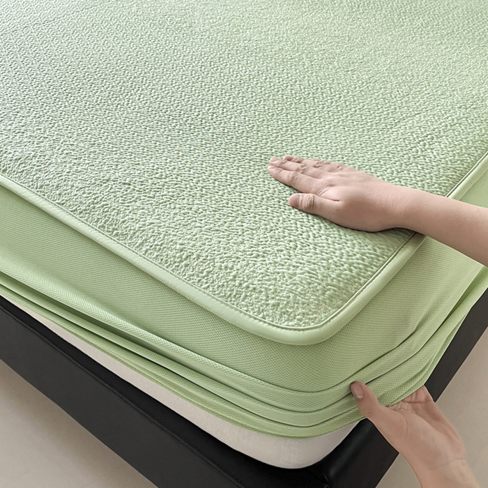 91家纺网 家纺一手货源 找家纺 雅居纺家纺 2025春夏新款提花星空凉感席凉席席子 星空-绿 床笠款