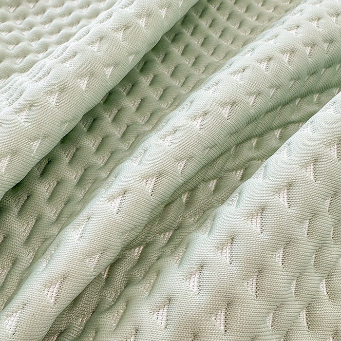 91家纺网 家纺一手货源 找家纺 蓝邻家纺 2025春夏新款PE提花雪纺+绣花花边凉席席子 夏花-绿