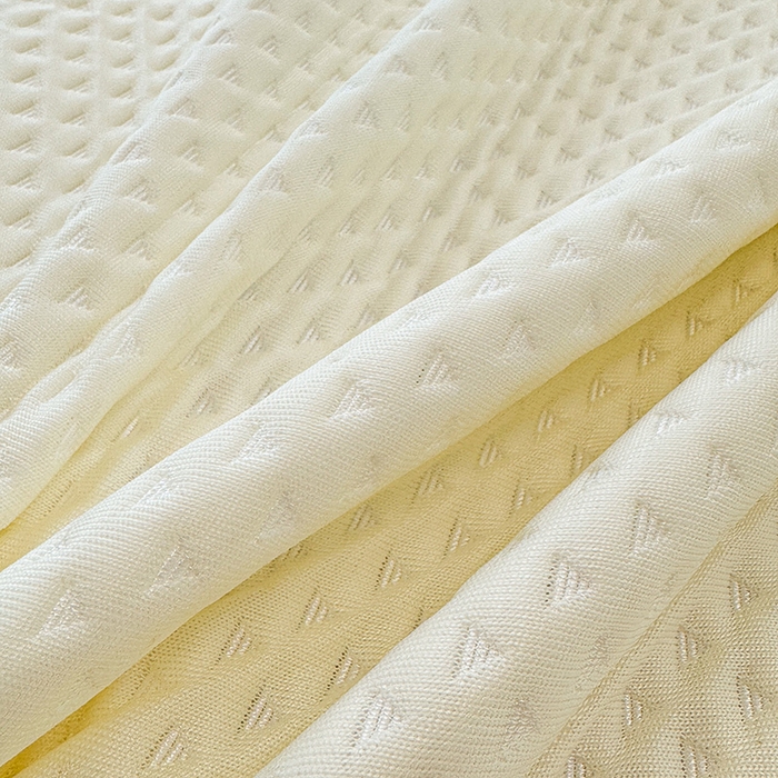 91家纺网 家纺一手货源 找家纺 蓝邻家纺 2025春夏新款PE提花雪纺+绣花花边凉席席子 夏花-米白