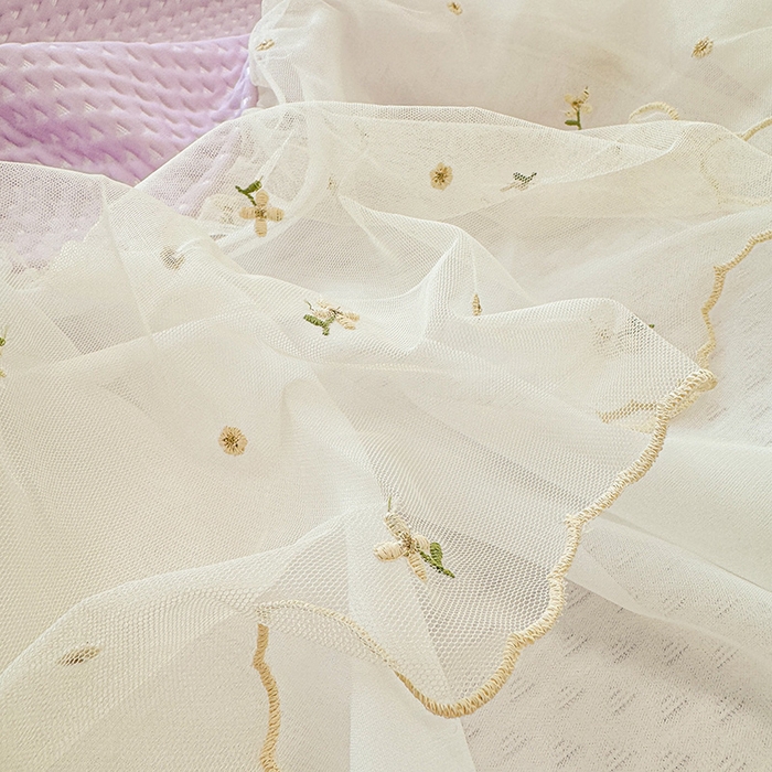 91家纺网 家纺一手货源 找家纺 蓝邻家纺 2025春夏新款PE提花雪纺+绣花花边凉席席子 夏花-紫