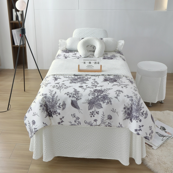 91家纺网 家纺一手货源 找家纺 （总）琪宝阁 2025新款美 容床罩四件套美 容院专用套件-小风车系列