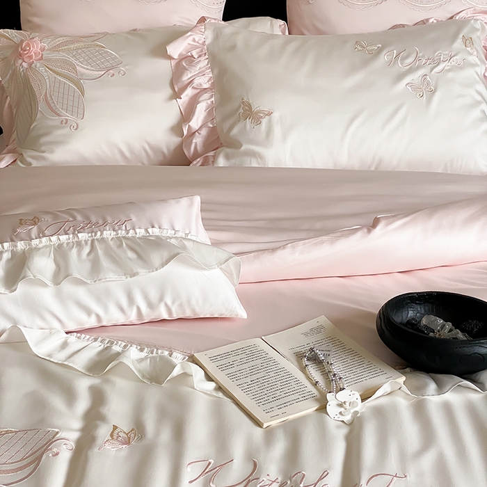 91家纺网 家纺一手货源 找家纺 （总）曼布缇 2025新款A类莱赛尔竹纤维绣花四件套-海伦娜 券后368起 会员减20