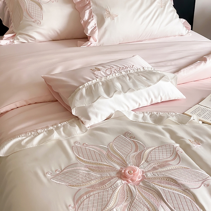 91家纺网 家纺一手货源 找家纺 （总）曼布缇 2025新款A类莱赛尔竹纤维绣花四件套-海伦娜 券后368起 会员减20