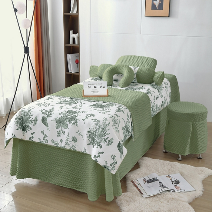 91家纺网 家纺一手货源 找家纺 （总）琪宝阁 2025新款美 容床罩四件套美 容院专用套件-小风车系列