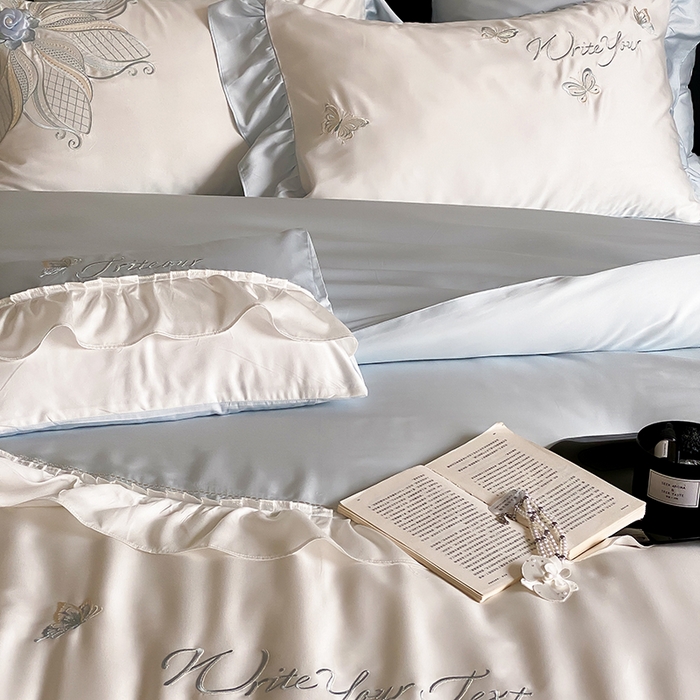 91家纺网 家纺一手货源 找家纺 曼布缇 2025新款A类莱赛尔竹纤维绣花四件套-海伦娜 海伦娜-蓝 券后368起 会员减20