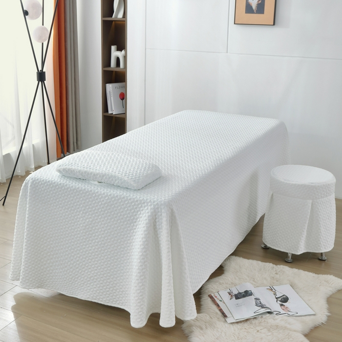 91家纺网 家纺一手货源 找家纺 琪宝阁 2025新款美容床罩四件套美容院专用套件-小风车系列 小风车-白色