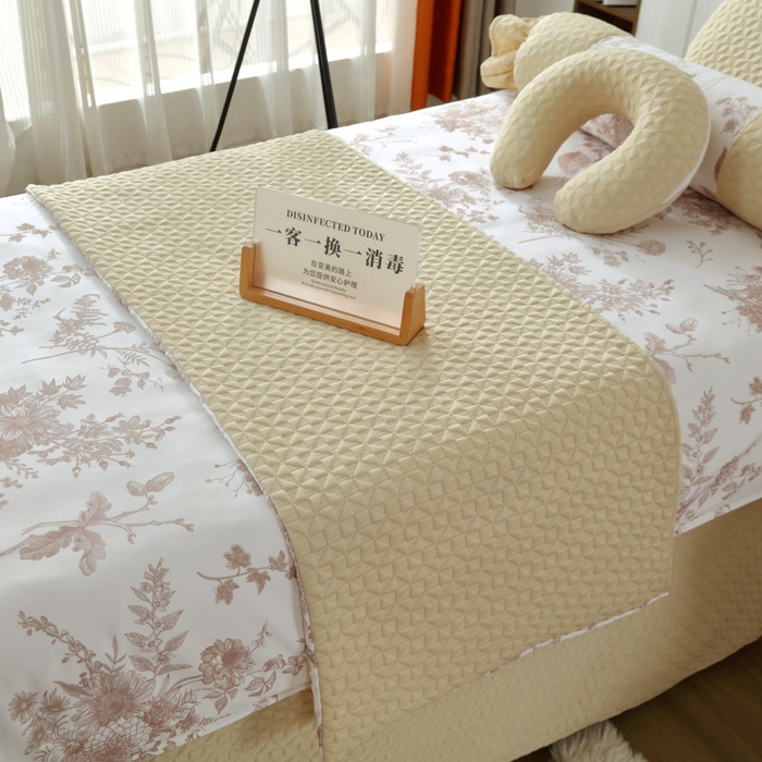 91家纺网 家纺一手货源 找家纺 琪宝阁 2025新款美容床罩四件套美容院专用套件-小风车系列 小风车-卡其