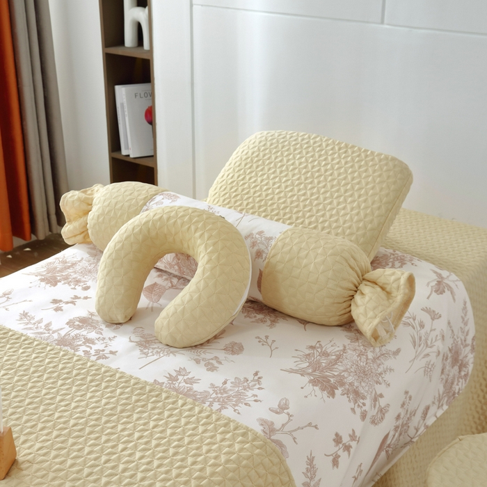 91家纺网 家纺一手货源 找家纺 琪宝阁 2025新款美容床罩四件套美容院专用套件-小风车系列 小风车-卡其